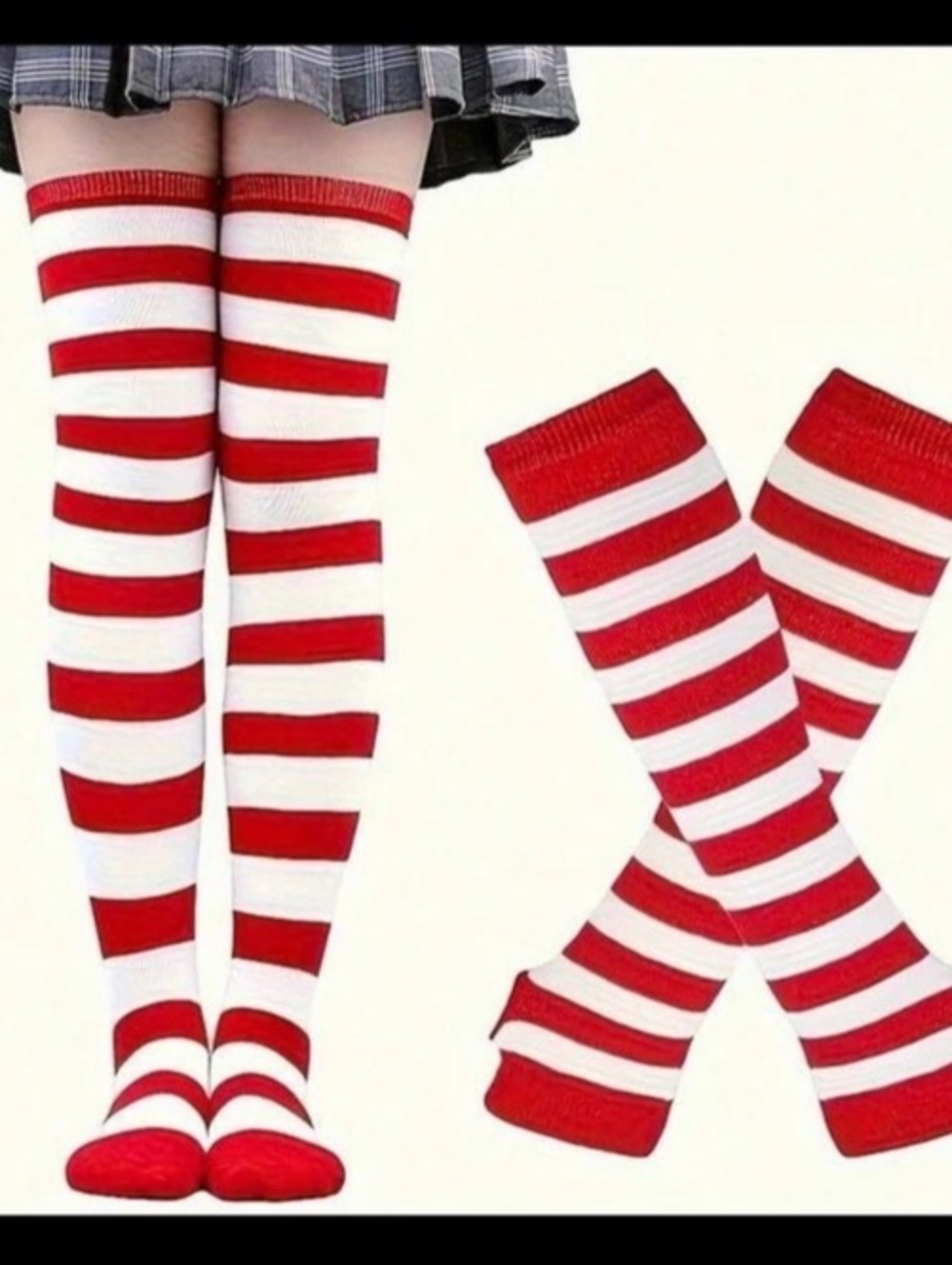 Red & White Striped Tights & arm sleeves